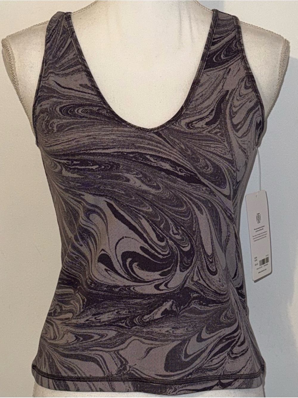Athleta Transcend Tank Marble Print Fitted Yoga Workout Top NWT Medium